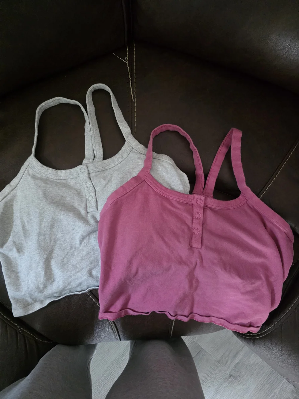 all in motion Pink and Gray Crop Tank Tops - Set of 2